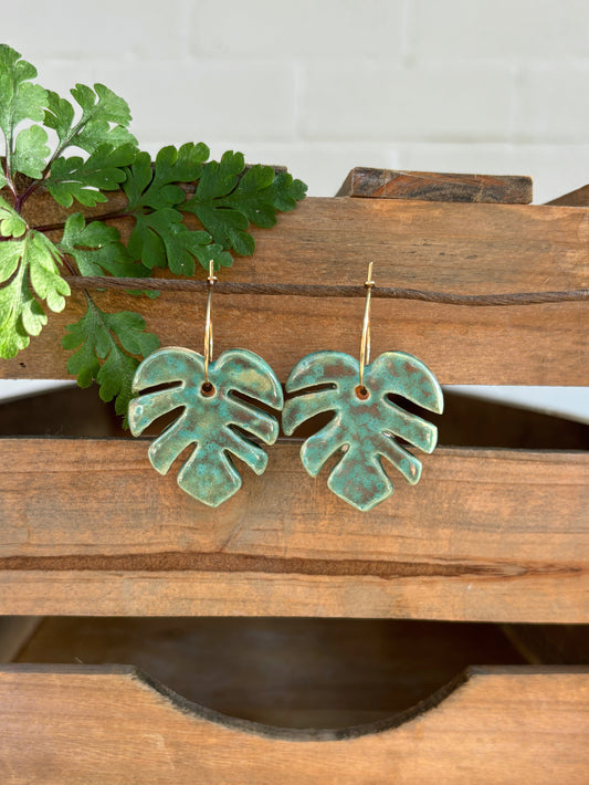 IVY MONSTERA LEAF EARRINGS