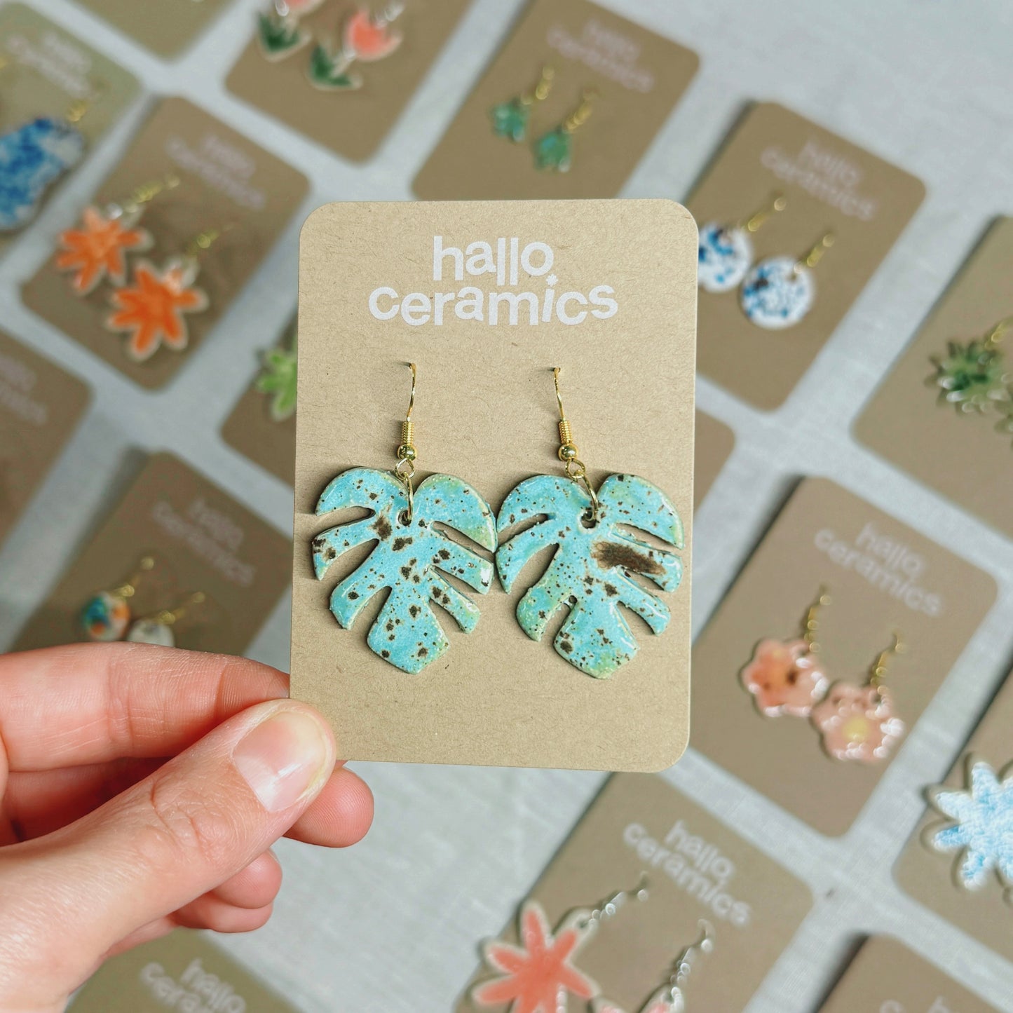 QUAIL MONSTERA LEAF EARRINGS