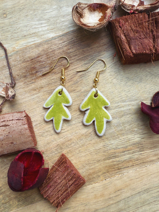 GREEN LEAF EARRINGS