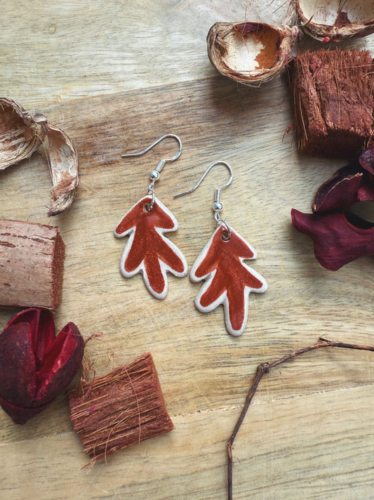 BROWN LEAF EARRINGS