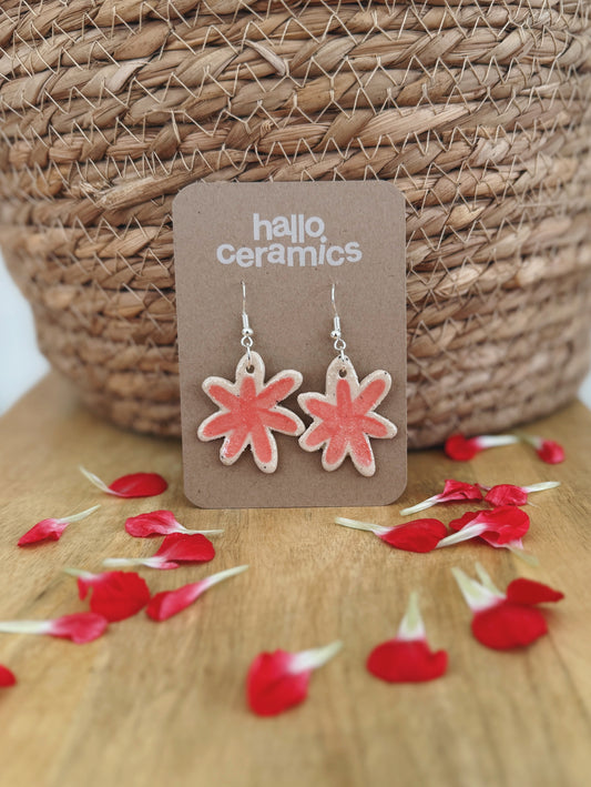 BIG PINK FLOWER EARRINGS