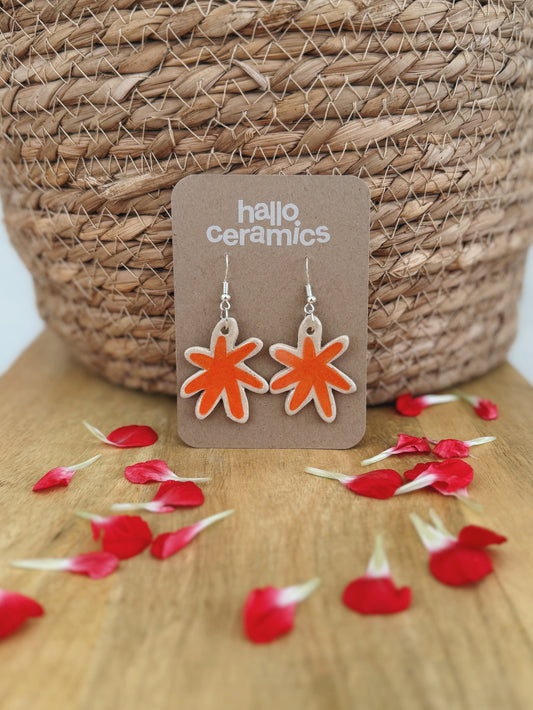 BIG ORANGE FLOWER EARRINGS