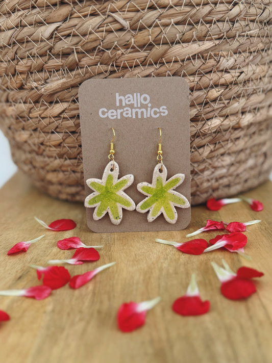 BIG GREEN FLOWER EARRINGS