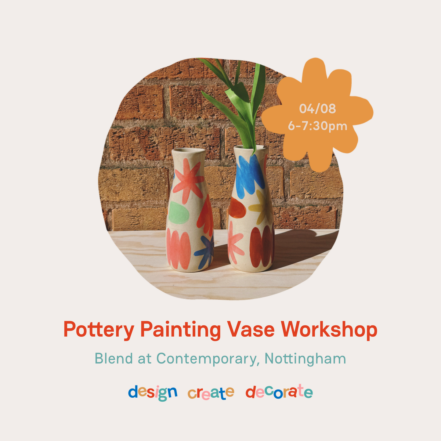 POTTERY PAINTING VASE WORKSHOP: 04/08/26