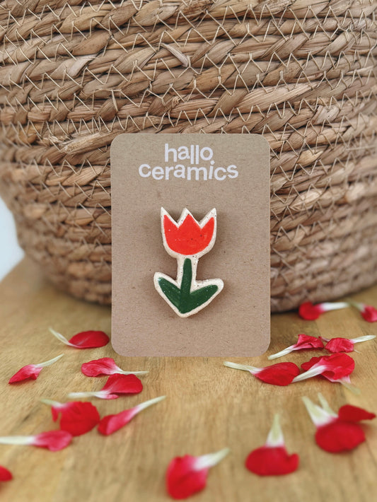 RED TULIP BROOCH