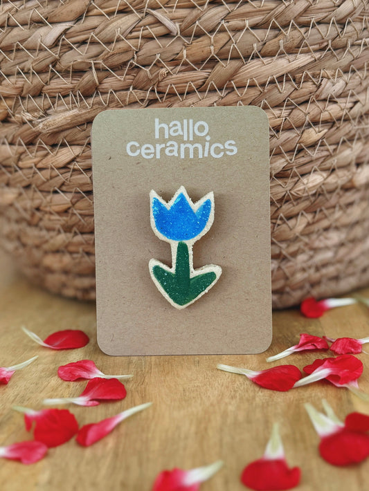 BLUE TULIP BROOCH