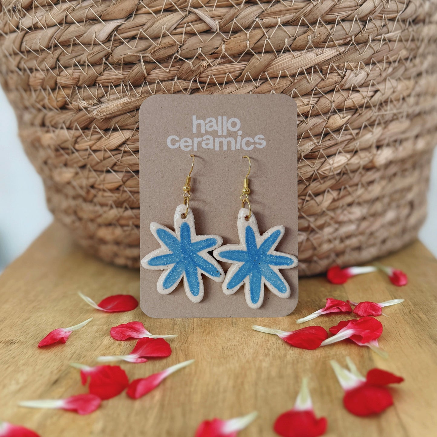 BIG BLUE FLOWER EARRINGS