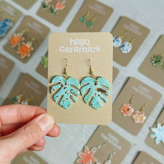 QUAIL MONSTERA LEAF EARRINGS