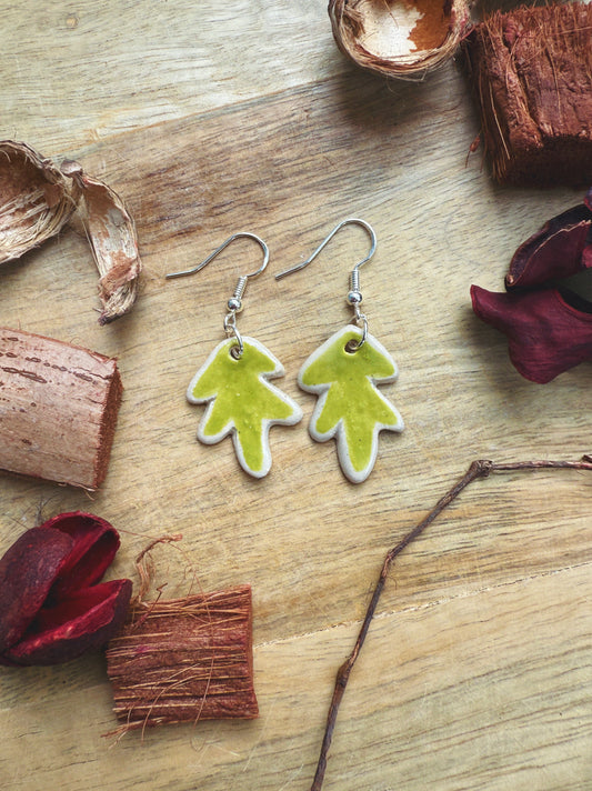 GREEN LEAF EARRINGS