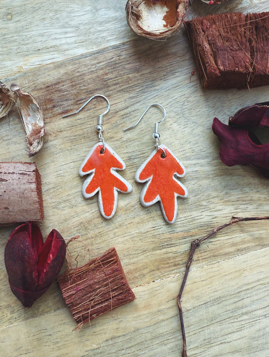 ORANGE LEAF EARRINGS