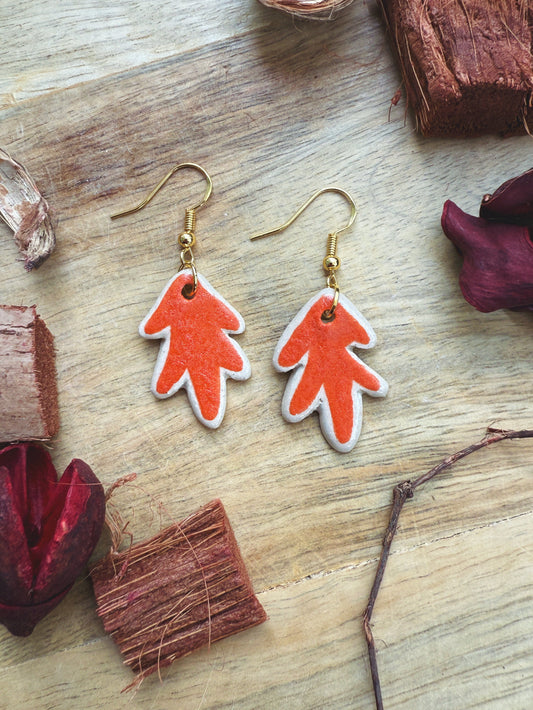 ORANGE LEAF EARRINGS