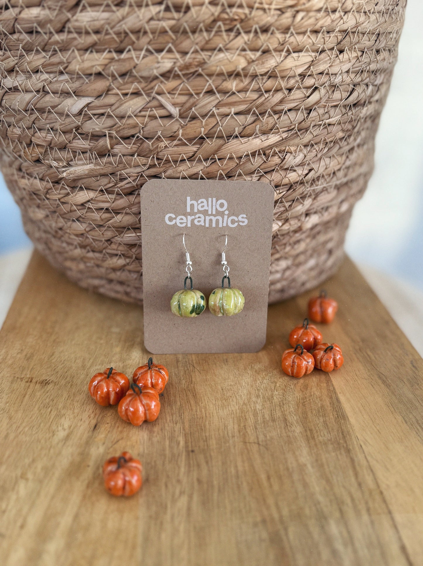 GREEN PUMPKIN EARRINGS