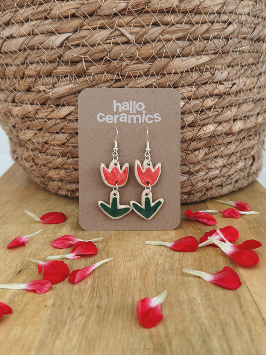 RED TULIP EARRINGS