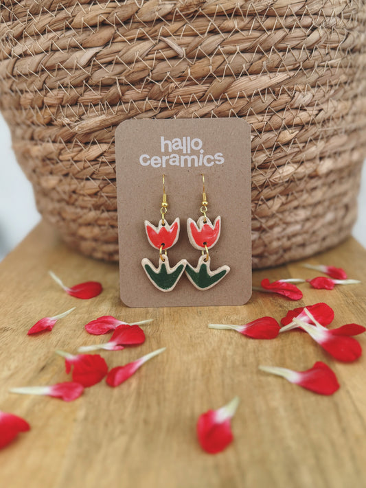 RED TULIP EARRINGS