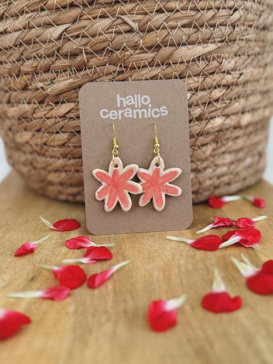 BIG PINK FLOWER EARRINGS