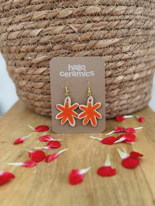 BIG ORANGE FLOWER EARRINGS