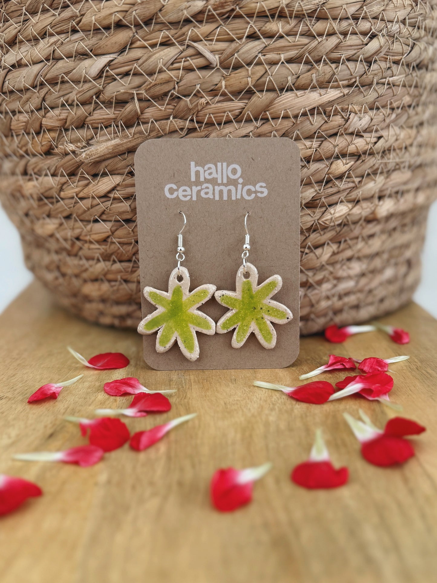 BIG GREEN FLOWER EARRINGS