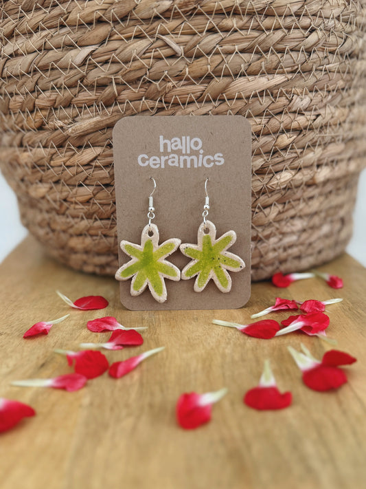 BIG GREEN FLOWER EARRINGS